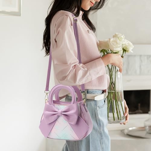 Cute Purple Bow Knot Purse Small Handbags for Women Vegan Leather Crossbody bag2