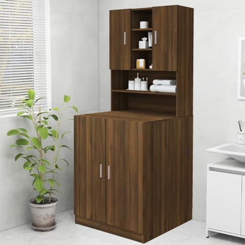 Snsowed Armario para Lavadora Color Roble marrón 70,5x25,5x90 cm, Armario Baño, Mueble Bajo Lavabo, Mueble Baño, Muebles para Lavabo
