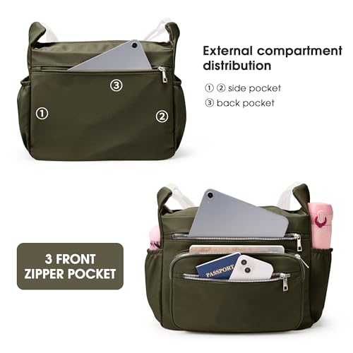 Image of Crossbody Bag for Women, Large Lightweight Nylon Shoulder Purse for Travel | Trendy Crossbody Purse with Roomy Multi-Pocket Design, Large Capacity, Waterproof for Everyday Use, Shopping, Work & Weekend