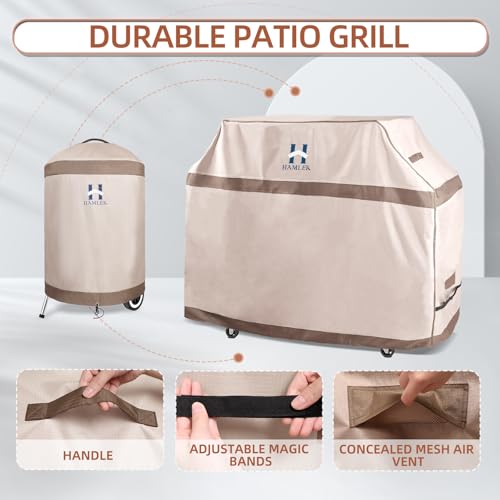 HAMLER-Round-Barbecue-Cover-39-Inch-Small-Smoker-Cover-Heavy-Duty-Waterproof-Outdoor-Grill-Cover-Fits-Weber-Charcoal-Kettle-Masterbuilt-Dyna-Glo-Brown-Beige HAMLER Round Barbecue Cover 39 Inch Small Smoker Cover Heavy Duty Waterproof Outdoor Grill Cover Fits Weber Charcoal Kettle Masterbuilt Dyna Glo Brown Beige