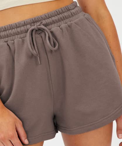 Trendy Queen Womens Sweat Shorts Casual Summer Comfy Lounge Athletic Shorts Elastic Cotton Running Shorts Coffee #TOP3