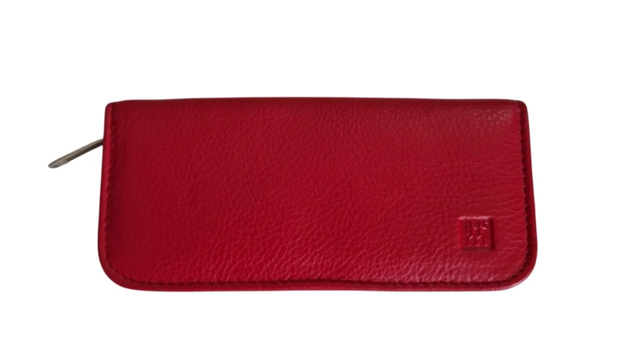 Zwilling – Maniküre Set 5-teilig - Manicure - Nagelschere - Pinzette - Nagelpflege - Reißverschluss-Etui - Leder-Etui - 13,8 x 6,5 x 2,5 cm - rot