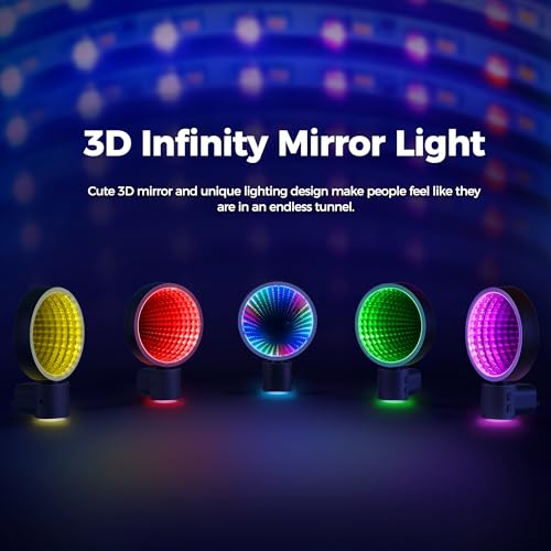 Image of Briignite Night Lights Plug into Wall 3D Infinity Mirror Tunnel Light | Game Room Decor, Dusk to Dawn Sensor, RGB Ambient Night Light for Kids Bedroom Living Room Gaming Room, Gift