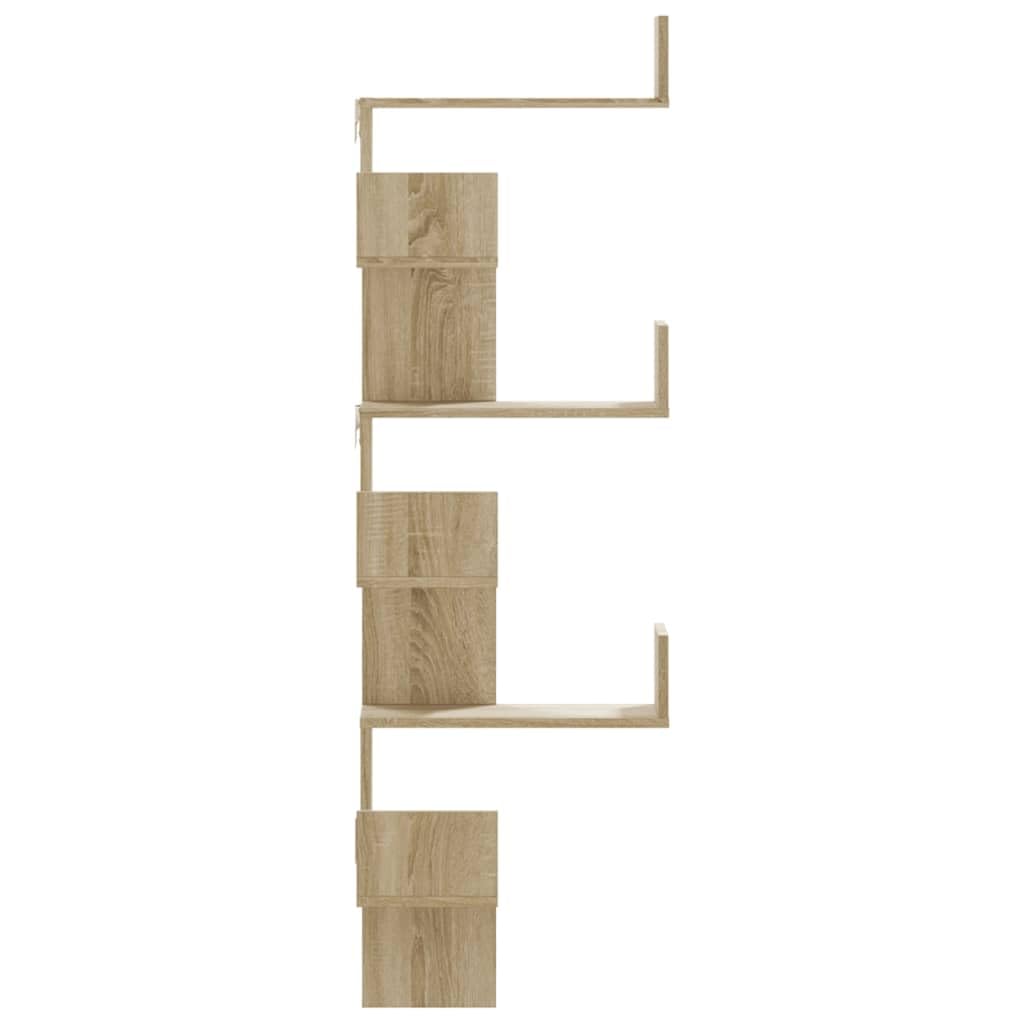 vidaXL Étagère d'angle Murale chêne Sonoma 45x45x147cm Bois ingénierie, étagère d'angle, étagère Suspendue, étagère Murale Suspendue, étagère Murale