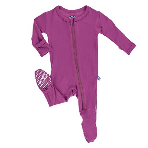 Image of KicKee Pants Print Footie with Zipper, Fitting Long Sleeve Pajama Baby Bodysuit, Ultra Soft Everyday One Piece Loungewear