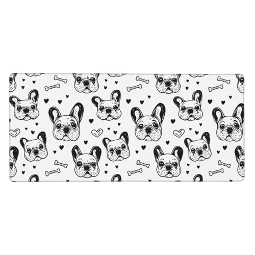 Tapis de souris de jeu bouledogue français XL 40x90cm pour bureau et PC