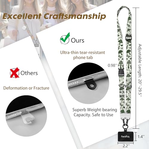 Image of Icycay Phone Lanyard Crossbody Strap Neck Adjustable Teacher Women Mushroom | for Cell Phone Case Keys ID Badges, Anti Theft, Multifuctional, Cute Phone Holder, Travel Hiking Essential Accessories, Gifts
