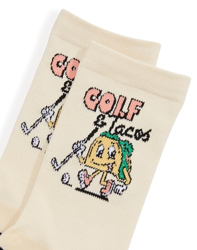 Men's Golf Socks Golf & Tacos Funny Golf Socks for Men Ivory O/S2