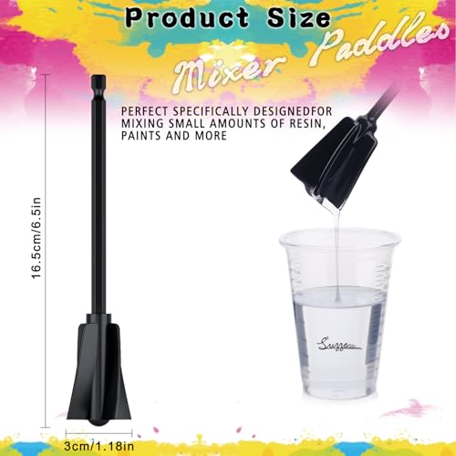 Epoxidharz Mischpaddel, Suzzam 6 Stück Farbrührer Epoxidharz Rührer, Bohrerpaddel Epoxidmischer für 1/4 Bohrer, wiederverwendbarer Farbmischer für Epoxid, Silikonmischen, Malen, Keramikglasur
