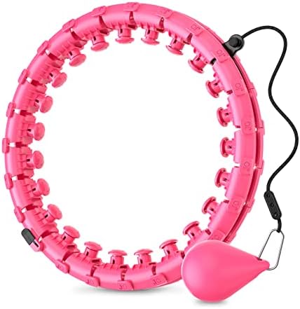 GOBEES Weighted Fitness Hoop Plus Size for Adults, Smart Exercise Hoop for Women Weight Loss, 2 in 1 Adjustable Circular Massage with 28 Detachable Knots Fitness Equipment