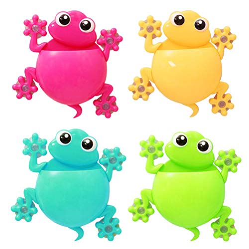 Hemoton Kids Toothbrush Toothpaste Holder Wall Mounted Cute Cartoon Frog Shaped Suction Cup Bathroom Storage Organiser Caddy For Decorations #TOP22