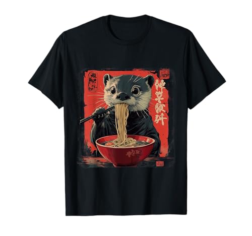 Giapponese Otter Ramen Noodle Anime Manga Kawaii Sweet Otter Maglietta