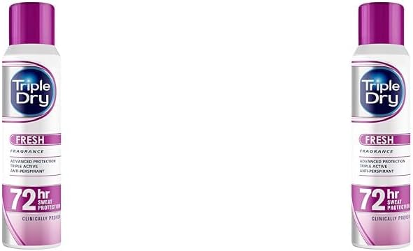 Triple Dry Women | Fresh Fragrance Anti-Perspirant Spray 150ml | 72-Hour Protection Against Excessive Sweating | Fights Odour | Triple Active Formula | Clinically Proven | Female (Pack of 2)