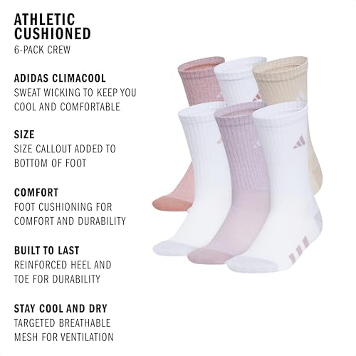 Image of adidas Kids Athletic Cushioned 6-Pack Crew (Little Kid /Big Kid /Adult)