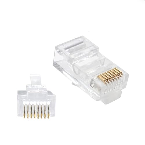 Zhongyun Electronics Ethernet RJ45 Connectors- Pack of 100,RJ45 Connectors Cat5e Cat 6 Ends /Cat5e Cat6 Connector / RJ45 Modular Plugs/Ethernet Plugs/Network Connector,8P8C,UTP (Cat6 Pass Through)