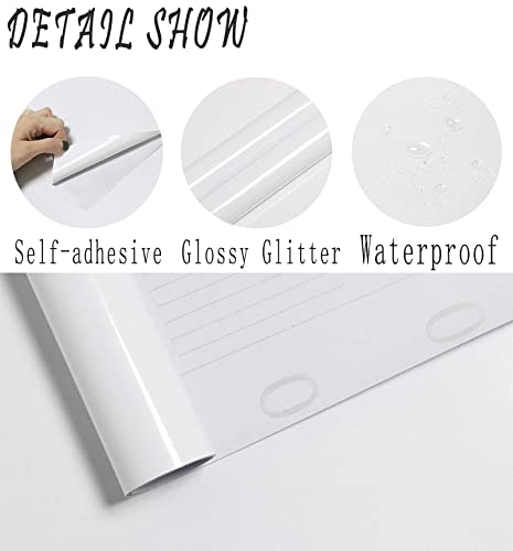 15.8''×118.1'' White Contact Paper Shiny Countertop Contact Paper For Cabinets Glossy Contact Paper Furniture Self Adhesive Kitchen White Wallpaper Drawer Liner Waterproof Easy To Clean #TOP3