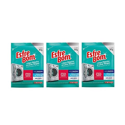 Limpa Maquina de Lavar Roupas Sem Cloro 3 Pacotes de 80g