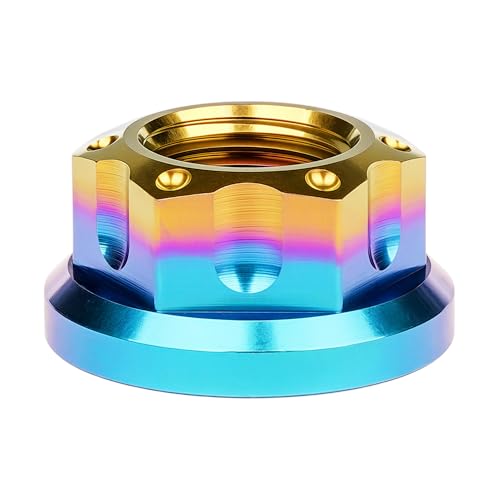 Image of Titanium M6 M8 M10 M12 M14 M16 Flange Bolt Nut Bicycle Motorcycle Rear Axle Car Modification Accessories Pack of 6 (M14 Pitch 1.5mm, Iridescent Blue)