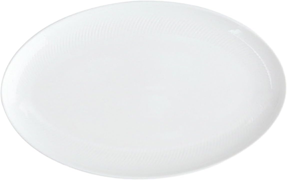 Embossed oval household fish dish creative ceramic white tableware -12