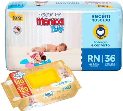 Kit 01 Pacote Fraldas Turma da Mônica Jumbo + 140 Lenços Toalhas ...