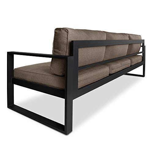 Real Flame Baltic Outdoor Sofa with Cushions - Powdered Aluminum Frame, Detachable Cushions, Grey