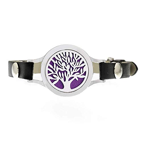 PULABO Ätherisches Öl Diffusor Armband, Aromatherapie Diffusor Medaillon Kette Armband Schmuck Geschenke Set für Frauen, Kunstleder Armband mit 10 Filzgleiter stilvoll und beliebt bequem