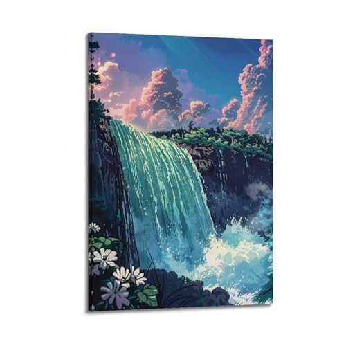 Affiche cascade crépuscule pour une décoration de chambre moderne