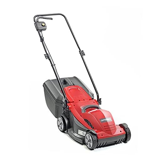 Raser Tondeuse à gazon électrique E 800, Largeur de coupe 38 cm, Moteur de 1400 W, Jusqu'à 500 m², Hauteur de coupe réglable sur 3 positions, Sac de récolte 40 L