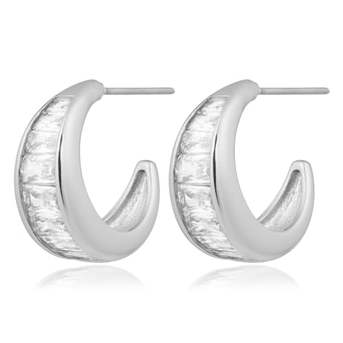 Image of Obidos 14K Gold Plated Small Chunky Open Hoops | Thick Lightweight Gold Hoop Earrings for Women