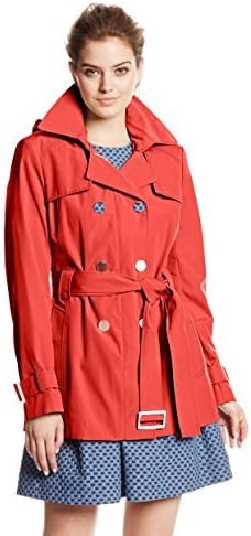 Calvin Klein Women's Double-Breasted Trench Coat with Hideaway Hood