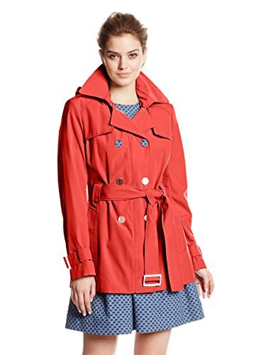 Calvin Klein Women's Double-Breasted Trench Coat with Hideaway Hood