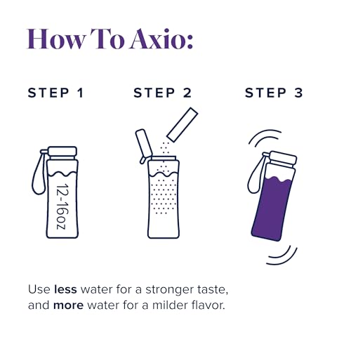 Image of LifeVantage AXIO Regular Energy Drink Powder, Nootropic Supplement, Focus & Mood Support, with L-theanine, Green Tea, B Vitamins, DMAE, Quercetin & Pine Bark, Purple Grape, 30 Packets