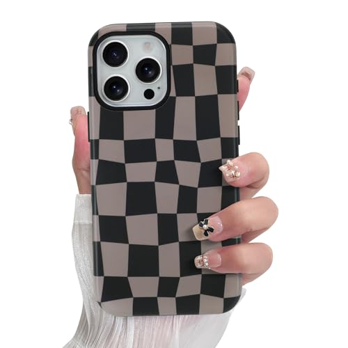 SOKAD Magnetic Checkered Phone Case for iPhone 16 Pro Max, Black & Brown by SOKAD - Used condition - US$14.99