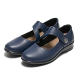 ZURIN Womens Comfort Mary Jane Flats, Casual Business Office Dress Shoes for Women Dressy and Work with Ankle Strap Navy Blue, 10