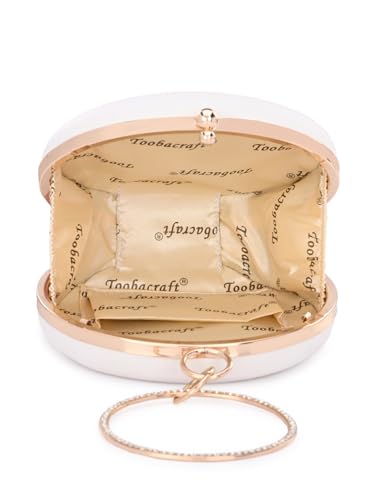 Image of TOOBA Handicraft Women's Round Shape Clutch Bag Purse | Floral Bag, Bridal Purse & Party Handbag Design with Ring Handle - Wedding & Special Occasion Clutch