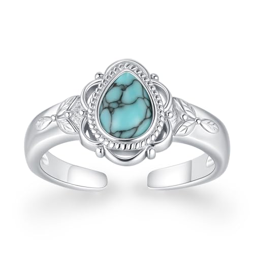 Bijoux turquoise pour maman et fille, bague argent 925 réglable