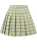 DAZCOS US Size Plaid Skirt for Women with Shorts Casual High Waist Pleated Mini Skater Skirts