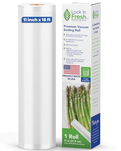 Lock In Fresh Vacuum Sealer Bags for Food - Heavy Duty Food Saver Vacuum Sealer Bag Rolls - Sous Vide, Seal a Meal Bags, 1-pack, 11
