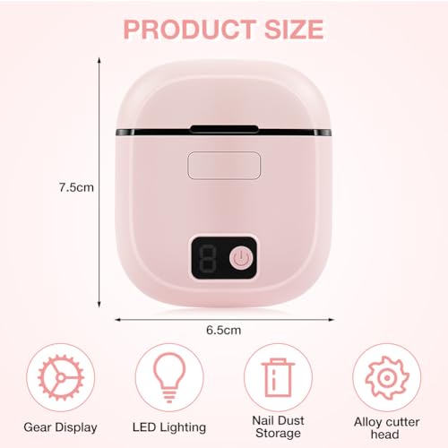 AOOWU Elektrischer Nagelknipser, Nageltrimmer Nagelpolierer 2 in 1, Nagelreste mit Licht, Kabelloser 3-Gang-Nagelknipser, Kein Lärm Fingernagelknipser für Babys, Ältere Menschen und Erwachsene