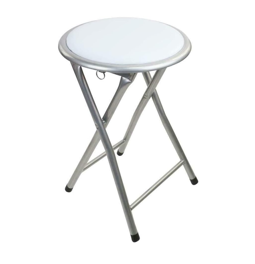 HOMION Round Compact Folding Stool for Home Office Small Junior 45cm Breakfast Children Kids stool School Library office Use Lightweight Foldable Stool Free Standing (White)