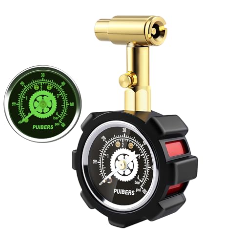 PUIBERS Schrader and Presta Bicycle Tire Pressure Gauge 60 PSI / 4 Bar Tire Air Pressure Gauge Luminous Dial Suitable for Car Motorcycle Bike SUV