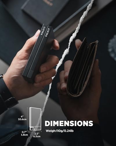 VULKIT Men's Double Sided Pop Up Credit Card Holder, Slim Twin Push Button Ejection Wallet Holder with RFID Blocking, Aluminium Alloy Frame Metal Card Case, Holds 12-16 Cards (Black)3