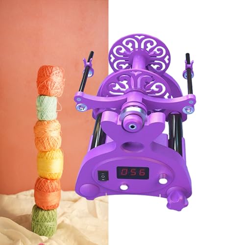 Electric Household Mini Spinning Wheel, Wool Spinning Fibre Spinning Wheel, Knitting Yarn Ball Winder,for Precise Yarn Weaving,Purple