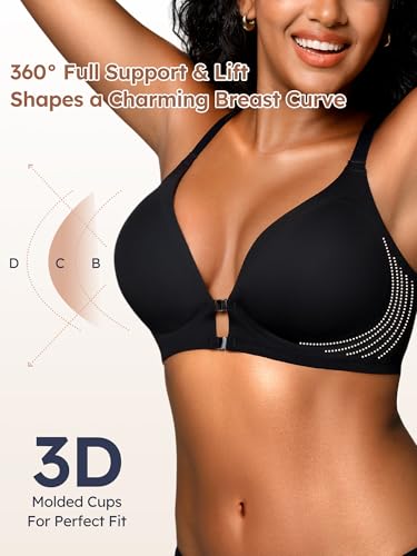 Image of Racerback Bras with Metal Magnetic Front Closure - S-XL Wireless for Women No Underwire Seamless Supportive Bralettes