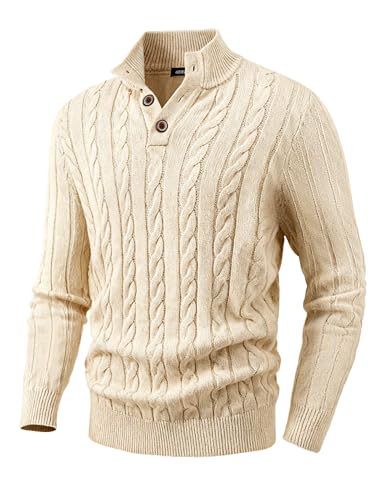 JMIERR Wool Blend Sweaters for Men Soft Cable Knit...