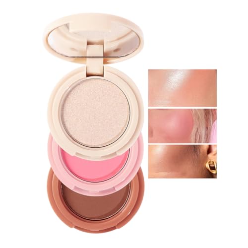 Paleta De Maquillaje 3 En 1, Paleta De Iluminadores En Polvo, Paleta De Iluminadores Faciales, Paleta De Iluminadores Y Contorno Y Colorete, Herramientas Cosméticas Versátiles (01#)