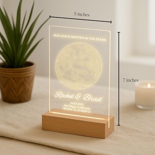 Custom Star Map by Date - Personalized Constellation Map Night Light Wedding Date Night Couple Gift Star Gifts for Him Custom Star Chart Anniversary, Christmas Gifts for Her, Thanksgiving Gifts - Thumbnail 4