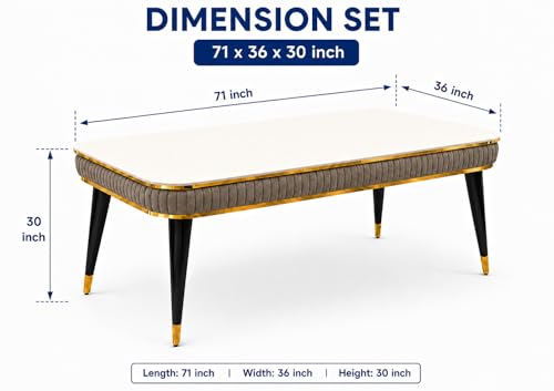 Image of WOODEN SPACE 6-Seater Wooden Dining Table Set | Nano Composite Marble Top | Solid Wood Base | Modern Dining Room Furniture with 6 Chairs (Brown Modern Zyro)