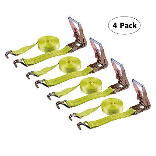 Autofonder Ratchet Tie Down Strap - 4 Pack 2" x 27' Heavy Duty Ratchet Straps with Aluminum Handle, Cargo Straps for Moving Appliances, Lawn Equipment, Motorcycle in a Truck