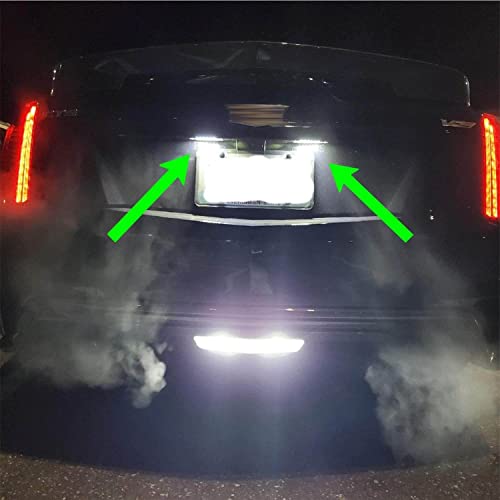 Nslumo Led License Plate Light Assembly For Chevy Camaro Corvette C7 Impala Ss, 2011-2014 Ca'dillac Cts Coupe Sedan Xts Srx, Oem Replacement 6000K Xenon White 18-Smd Error Free Led Tag Light #TOP4